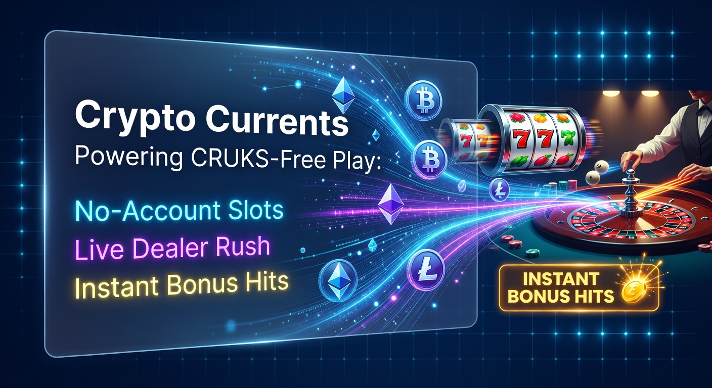 Afbeelding van digitale cryptomunten die door een stroomversnelling gaan, symboliserend snelle transacties in online gokken zonder registratie