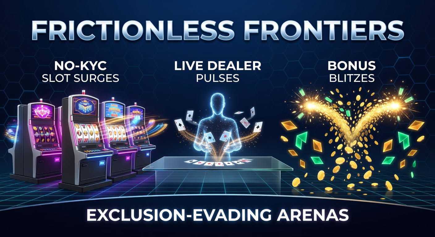 Schermafbeelding van een dynamische online slot met neonlichten en draaiende rollen, symboliserend snelle, verificatievrije gameplay in een anonieme gokomgeving