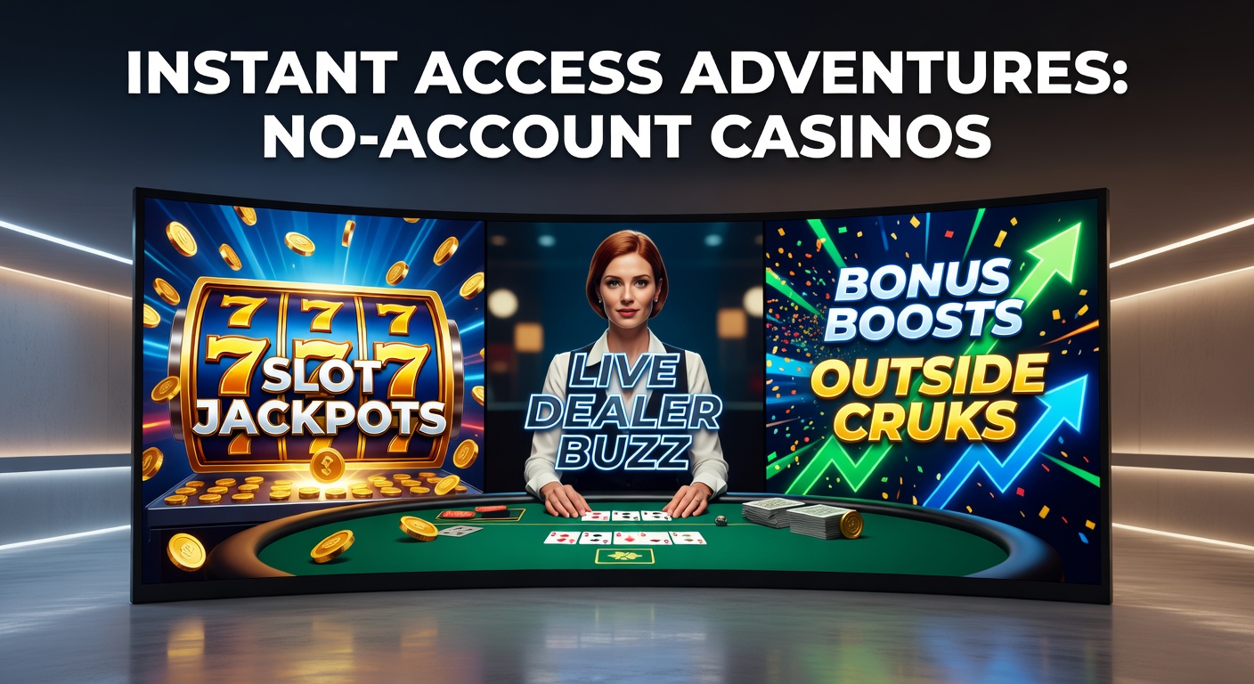 Schermafbeelding van een bruisend no-account casino met draaiende slots en live dealer tafels vol actie