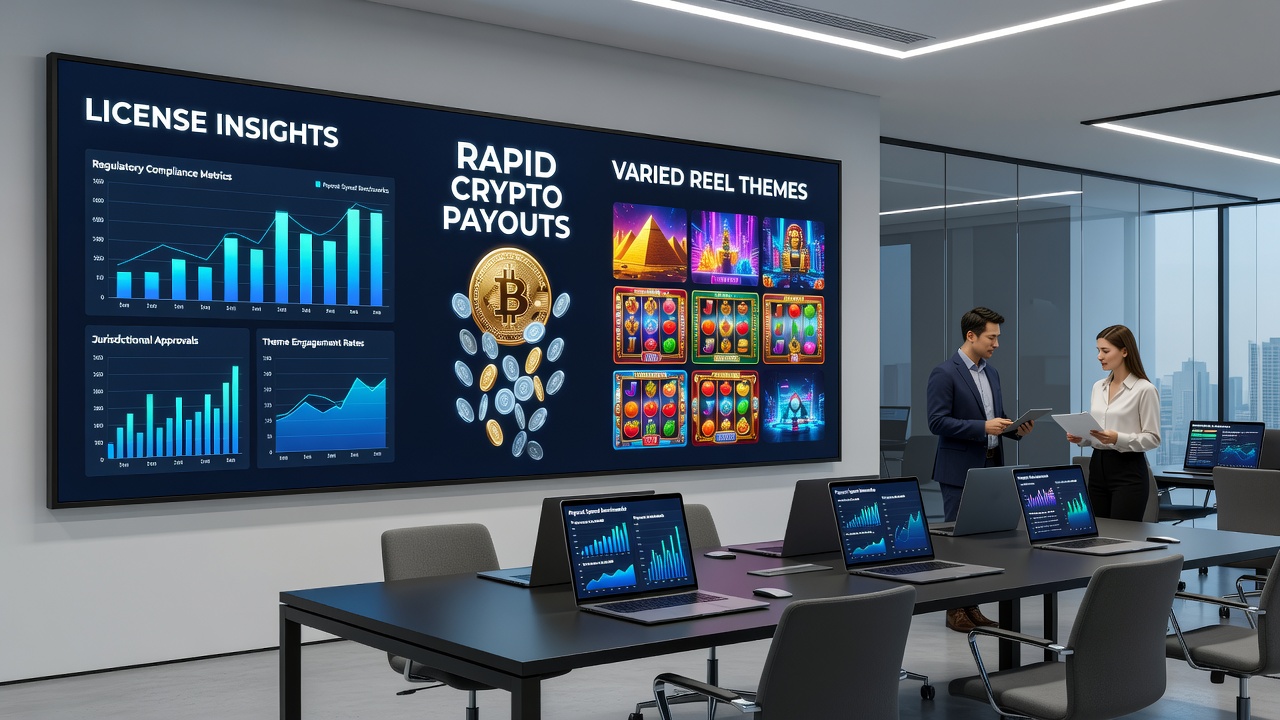 Live gaming hub interface met crypto-payments en thematisch diverse reels in een no-signup setting