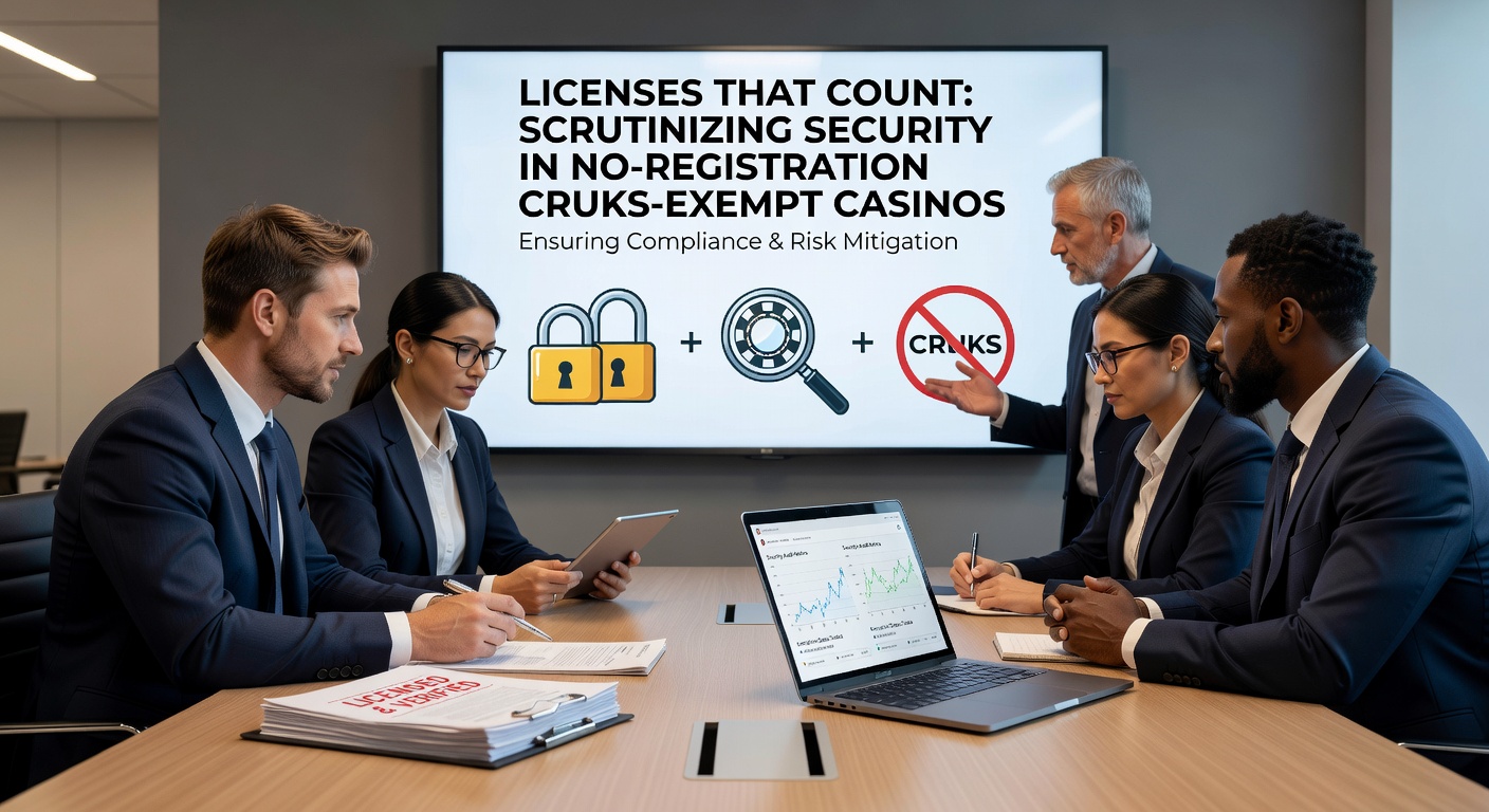 Grafiek met vergelijking van licentie-eisen en beveiligingsniveaus bij verschillende internationale gokautoriteiten, inclusief iconen voor encryptie en audits