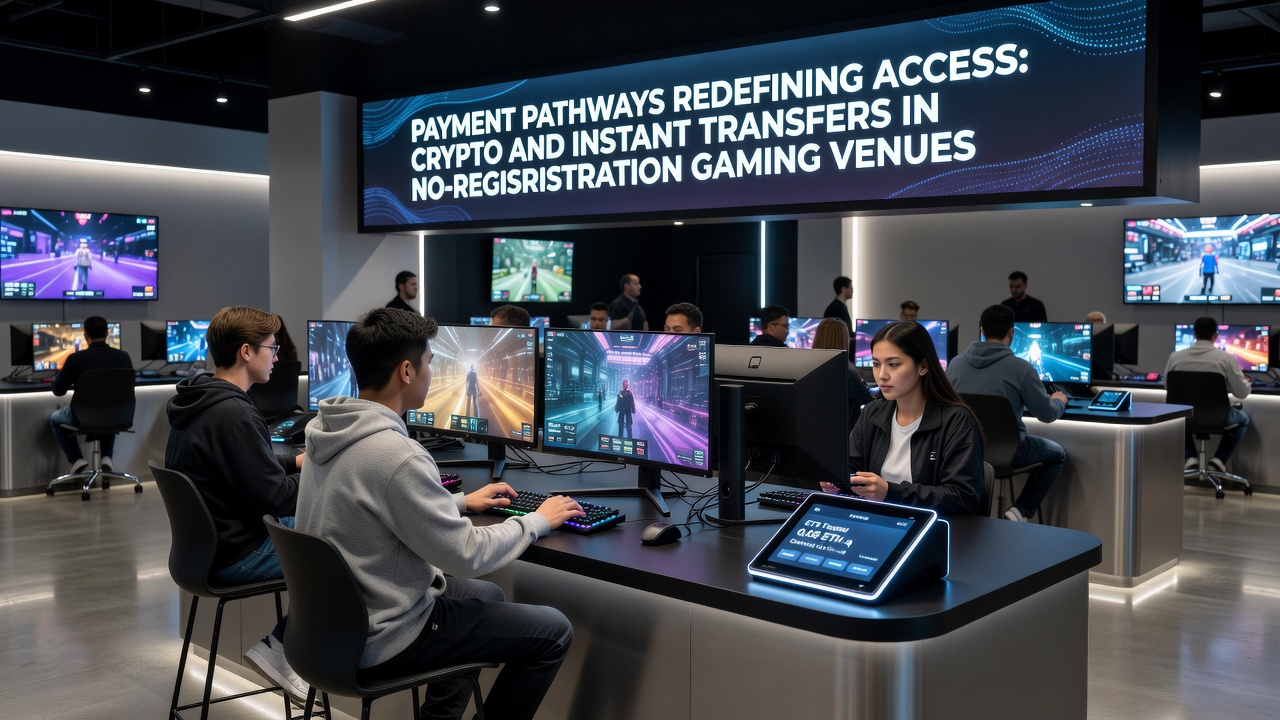 Diagram van instant transfer flows in no-registration gaming venues met crypto