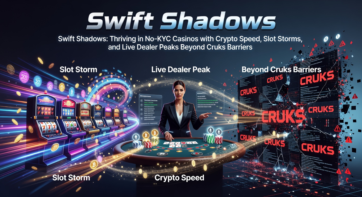 Crypto-munten en slots draaien in een anoniem casino-omgeving, met schaduwen die snelheid en privacy symboliseren